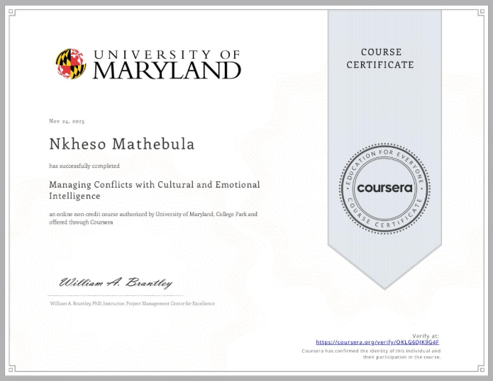 Managing Conflicts with Cultural and Emotional Intelligence Certificate Preview